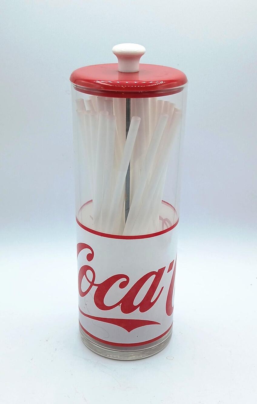 Vintage Style Glass Coca-Cola Straw Dispenser